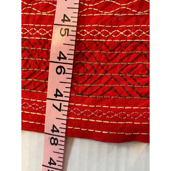 Coldwater Creek Red Sleeveless Embroidered Hem Dress With Back Zipper Size P14 - Picture 5 of 12